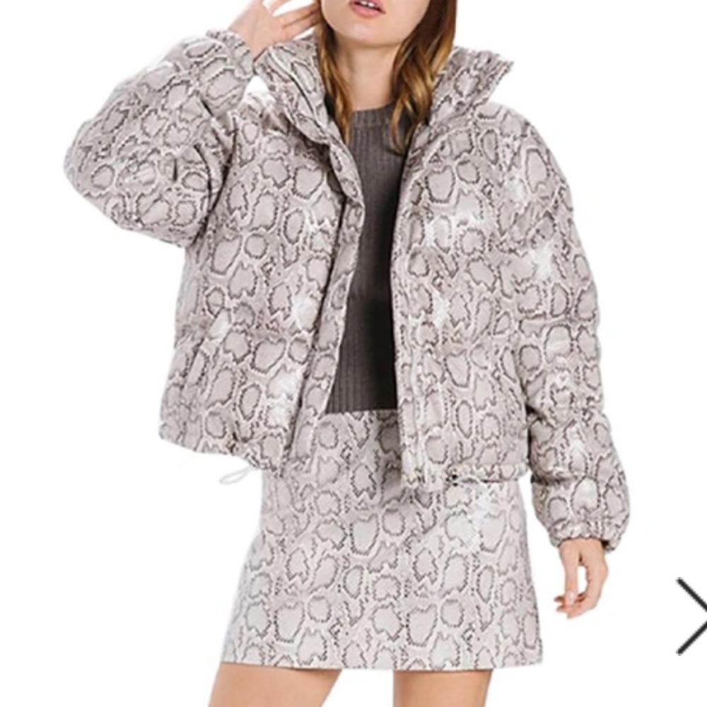 En Saison Snake Print Puffer